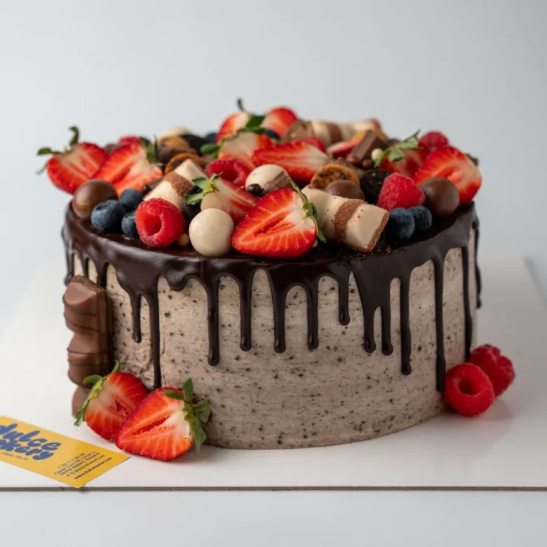 Drip Cake de Oreo con fruta y chocolates
