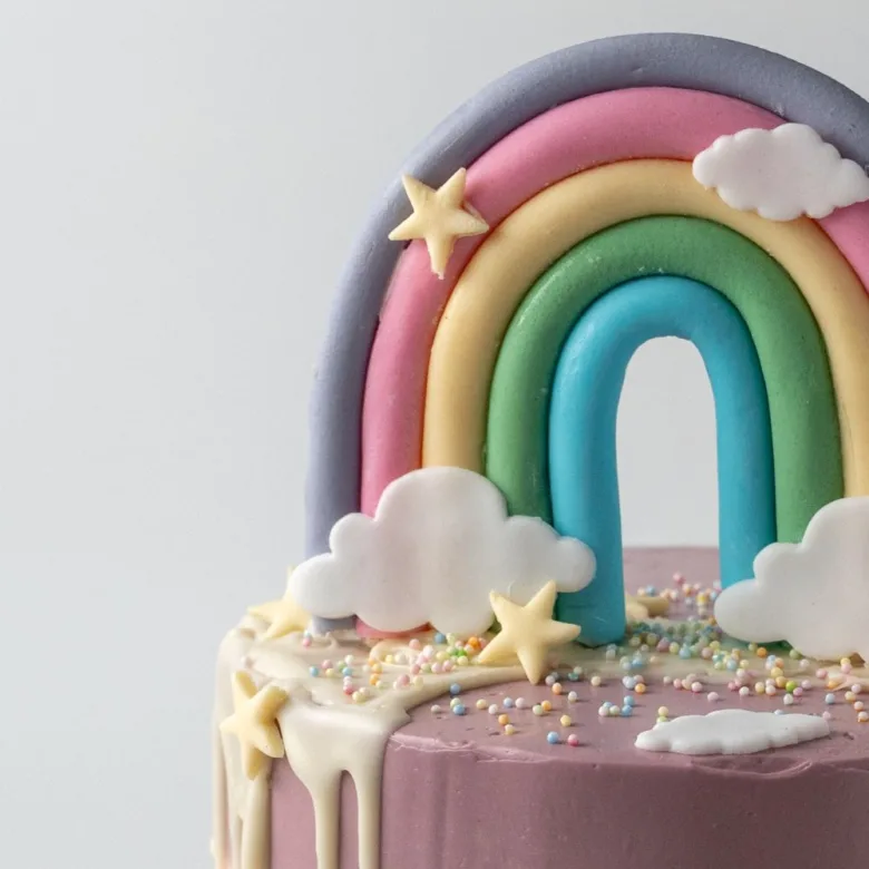 Tarta Arcoiris de cerca