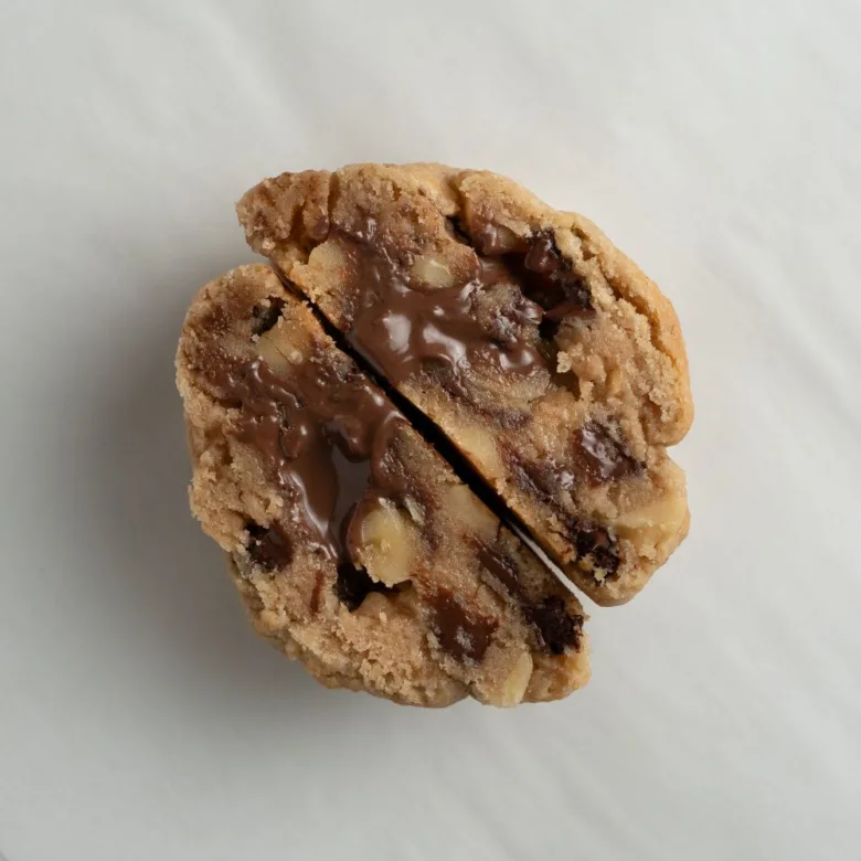 Cookie de Nutella partida por la mitad